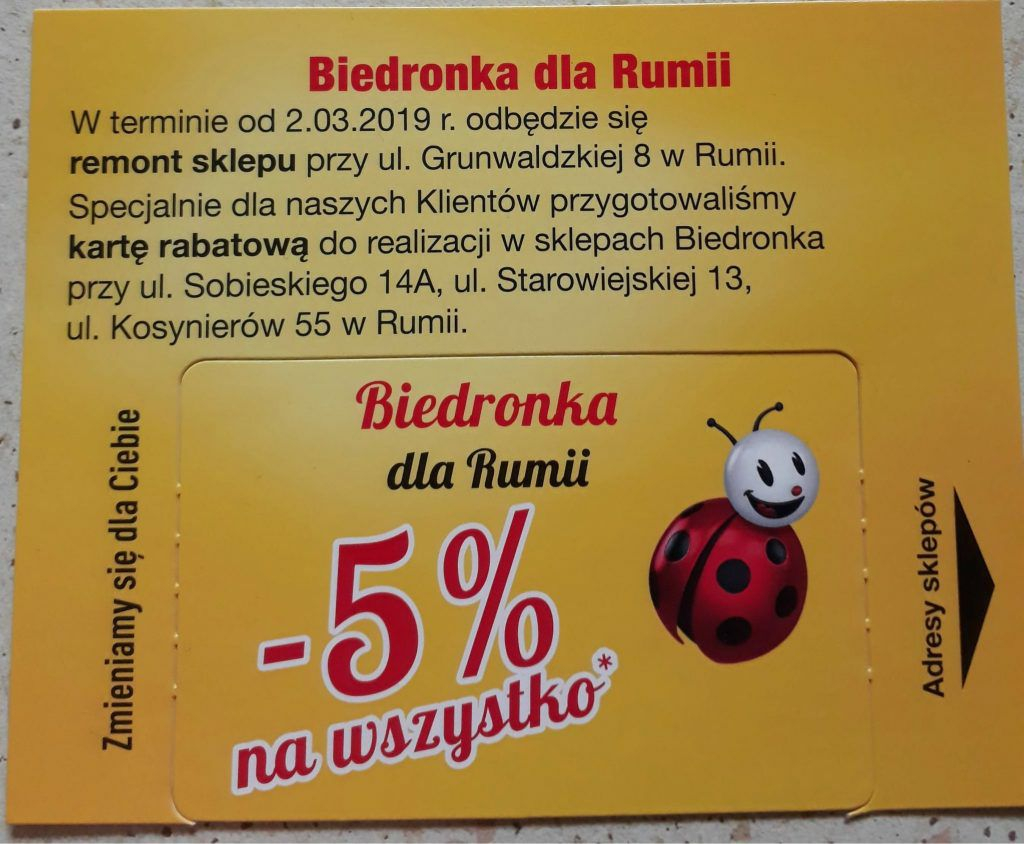 żółta karta rabatowa biedronka Karta Na 5 Rabatu W Biedronkach W Rumi Pepper Pl żółta karta rabatowa biedronka