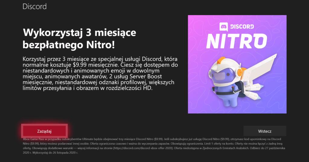 where is the free discord nitro from xbox game pass