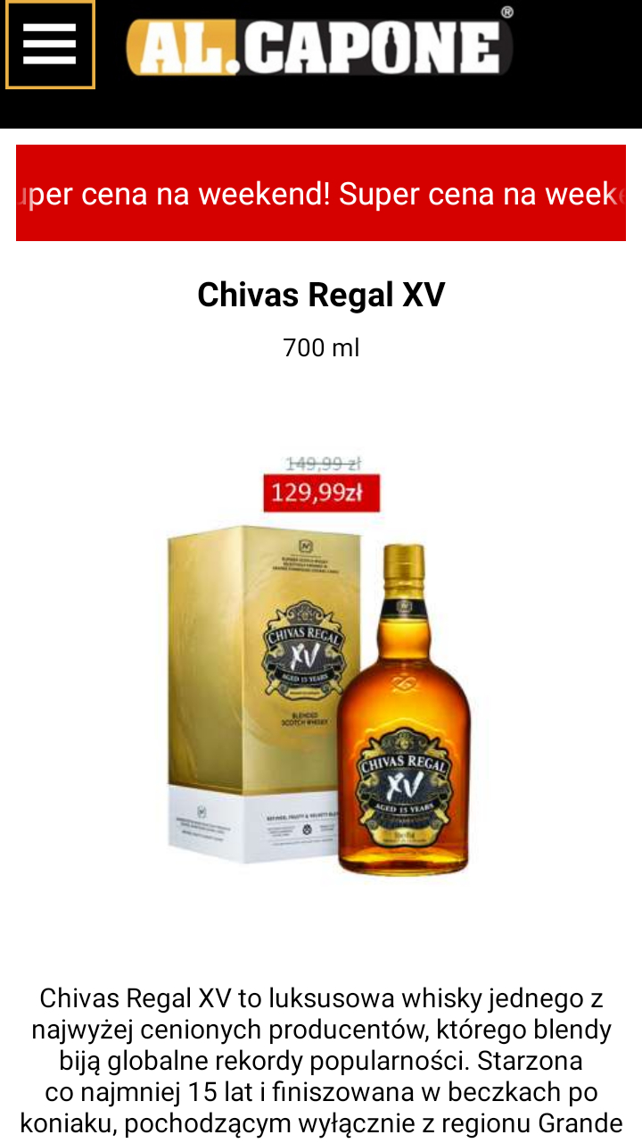 Whisky CHIVAS REGAL XV 15 YO 700 ml @ sklepy Al.Capone