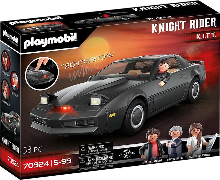 Playmobil 70924 Knight Rider K.I.T.T. Nieustraszony - kultowy samochód z serialu z efektami świetlnymi i dźwiękowymi + figurki bohaterów