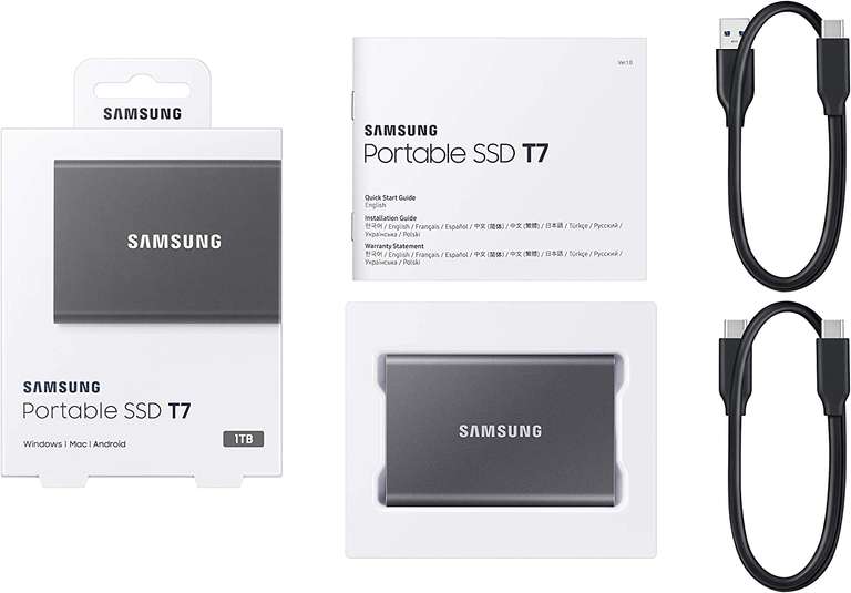 Dysk zewnętrzny Samsung Portable SSD T7 1TB USB 3.2 Gen. 2 Szary