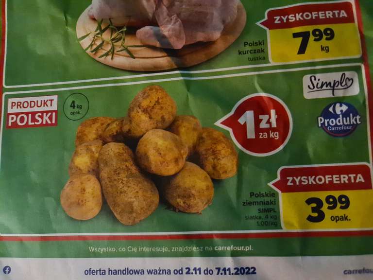 Ziemniaki, pyry, kartofle, bulwy, grule 4 kg (0,99 zł/1kg) w Carrefour