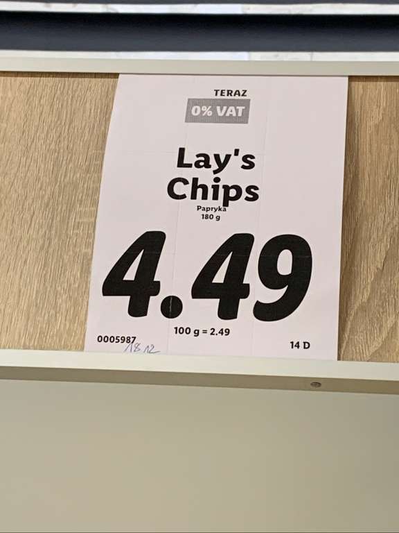 Chipsy Lays Paprykowe 180g - 4.49 Lidl