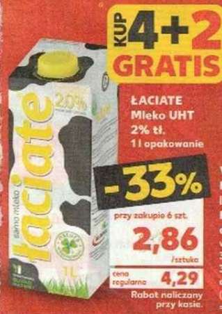 Mleko Łaciate 2% 1L cena 1 sztuki przy zakupie 6 @Kaufland