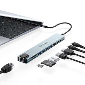 Hub USB-C BlitzWolf BW-NEW TH5 10 w 1 (1xUSB 3.0, 3 x USB 2.0, Display Port, SD, TF, PD, USB-C 2.0, RJ45) @ Banggood