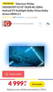 Telewizor Philips 55OLED707/12 55" OLED 4K 120Hz Android TV Ambilight Dolby Vision Dolby Atmos HDMI 2.1