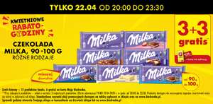Czekolady Milka 90-100g 3+3 gratis lub Olej Rzepakowy Wyborny 3l - 12.49zł (od 20:00 do 23:30) - Biedronka