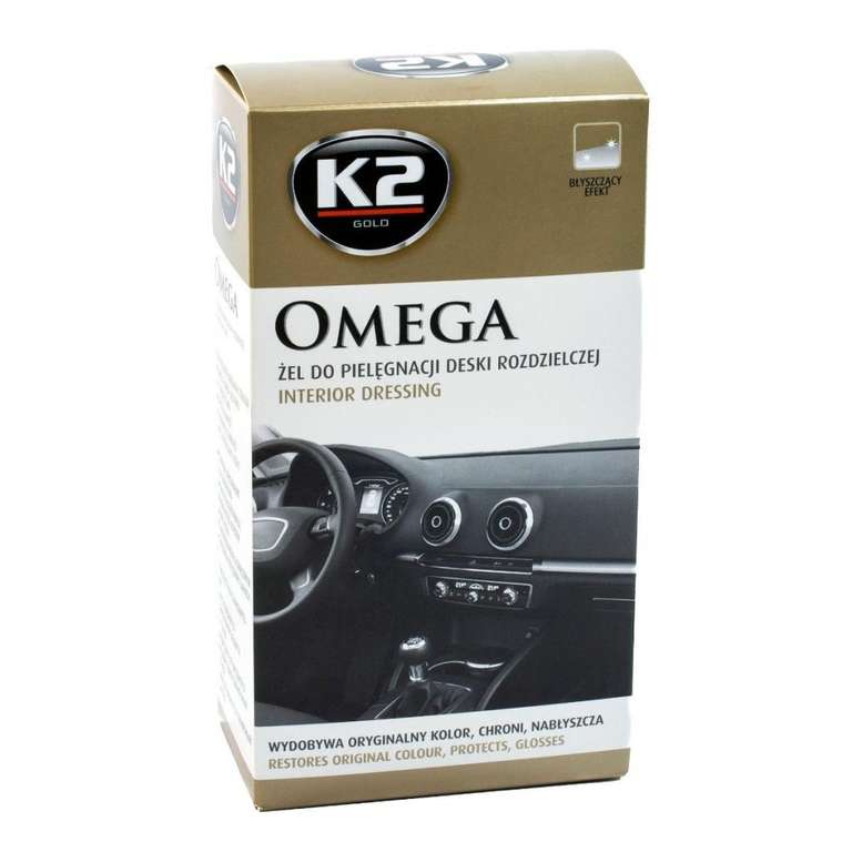 K2 Omega - żel do plastików wewnętrznych 500ml + mikrofibra + gąbka - zestaw w super cenie