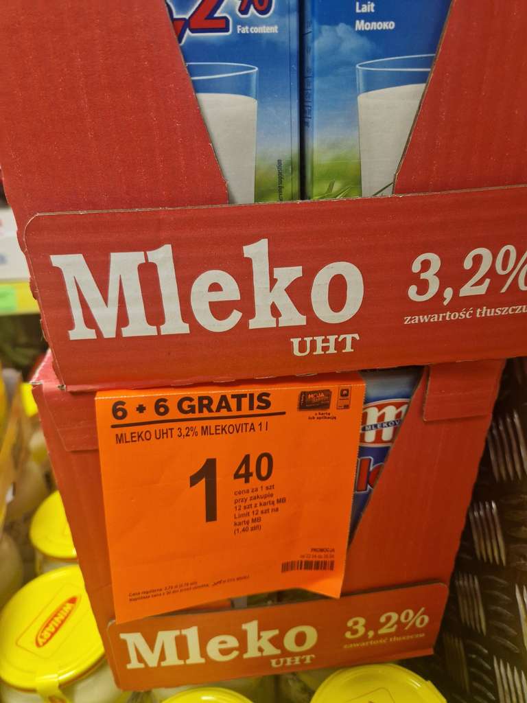 Mleko UHT 3,2% Mlekovita 6+6 gratis - Biedronka