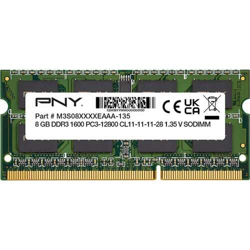 Pamięć RAM DDR3 SODIMM PNY SOD8GBN12800 3L-SB 8GB 1600MHz 1.35V. Możliwe 44,42zł