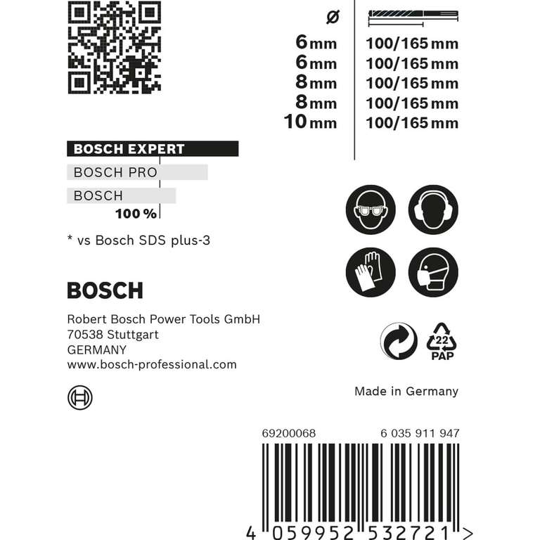 Bosch Expert 2608900198 SDS plus-7X do betonu, zestaw 5 wierteł udarowych Ø 6-10 mm (6,6,8,8,10)