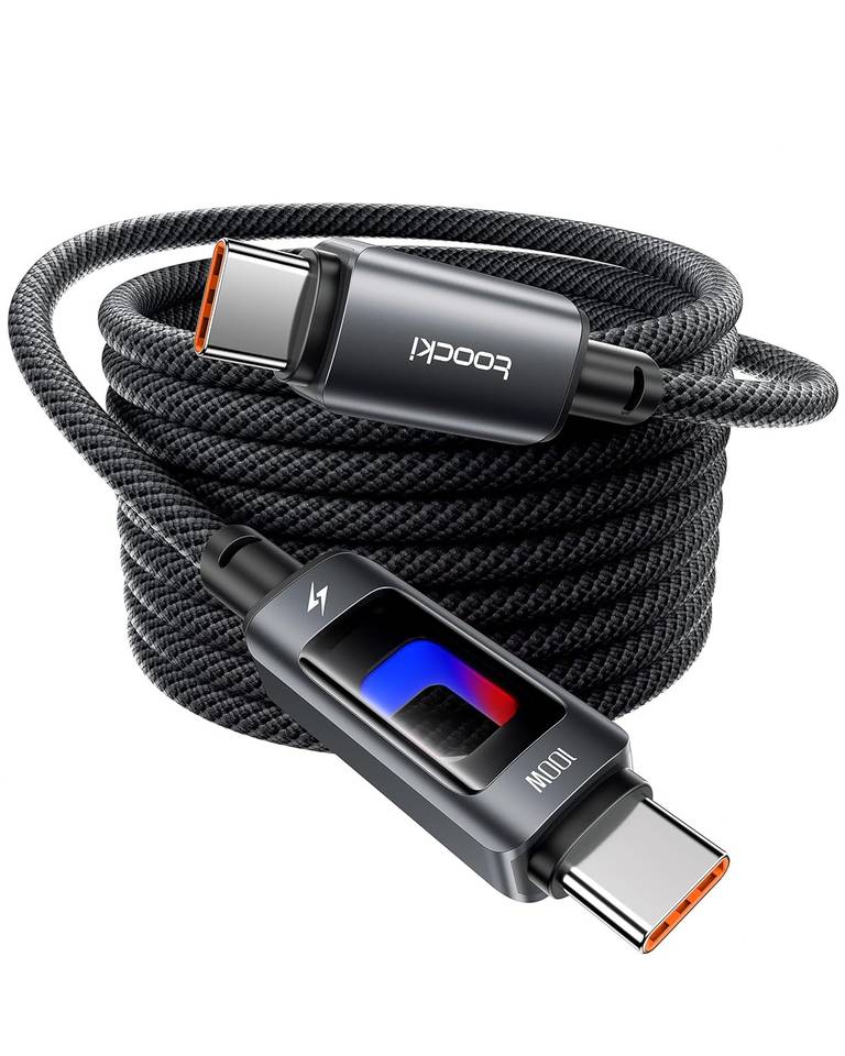 Kabel USB-C do USB-C Toocki PD 100W 2 m z Podświetleniem RGB