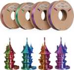 ERYONE Dual Color Silk Filament PLA 1,75 mm, filament PLA do drukarek 3D +/-0,03 mm, 4 x 250 g/opakowanie,