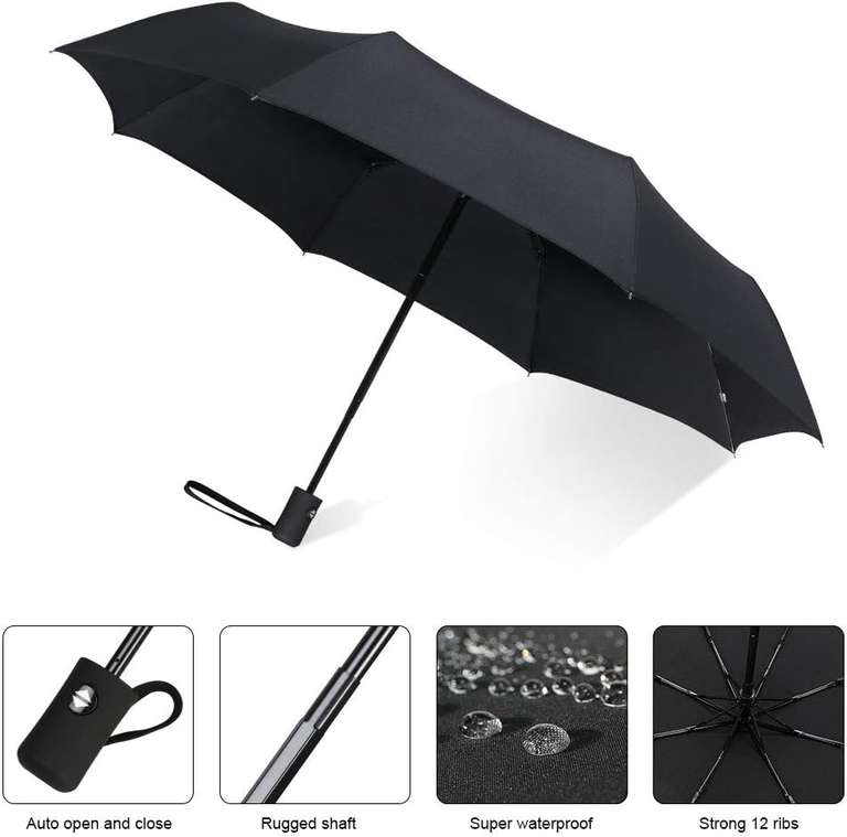 Vicloon automatyczny parasol, składany, czarny. W opisie inny z latarką