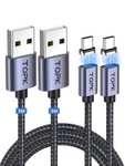 TOPK Magnetyczny kabel USB C, 3 A, obsługuje szybkie ładowanie QC 3.0 i transfer danych, 2 sztuki, 2m