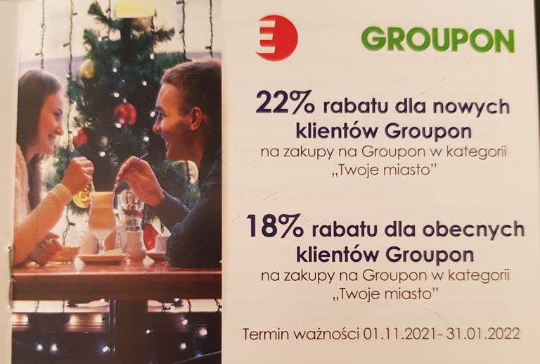 18% rabatu dla obecnych klientów lub 22% dla nowych klientów Grupon
