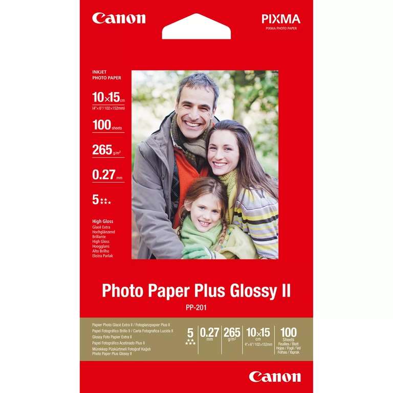 Papier Canon PP-201 błyszczący II Photo Paper Plus 4×6" – 100 arkuszy