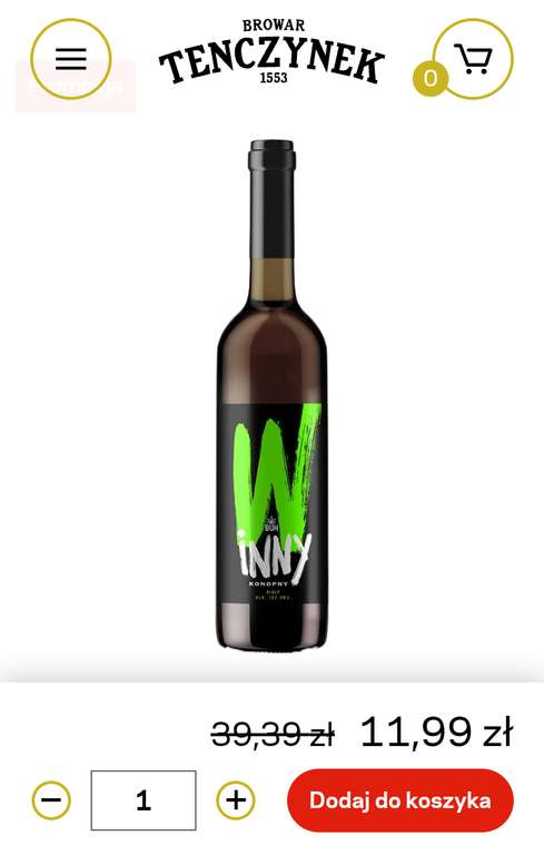 Wino buh konopny biały 12%, 750ml Browar Tenczynek (0zl odbiór osobisty w Tenczynku)