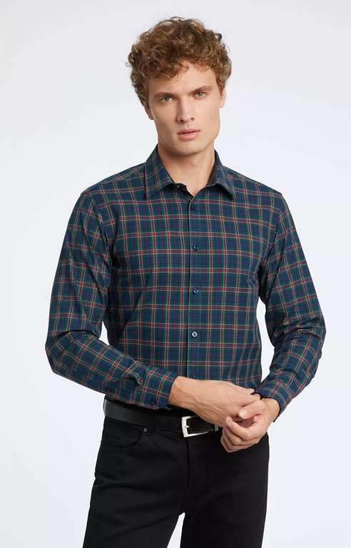 Męska koszula w kratę Wólczanka, 100% bawełna, czerwona lub zielona - 49,99 zł (20% na drugi i 30% na trzeci produkt)