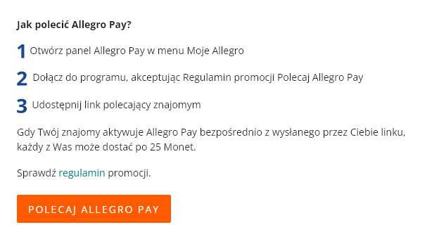 100 ZŁ od Allegro Pay - Dla NOWYCH +25 Monet za polecenie do 250 Monet!