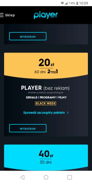 Player 60 dni za 20 zł bez reklam