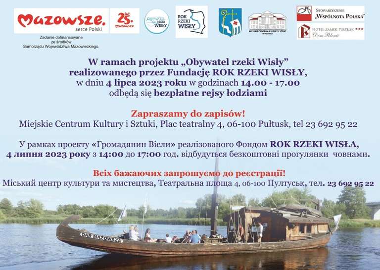 Bezpłatne rejsy łodziami >>> Rok rzeki Wisły >>> Pułtusk
