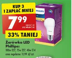 Żarówka LED Philips odpowiednik 100W, barwa ciepła E27 przy zakupie 3