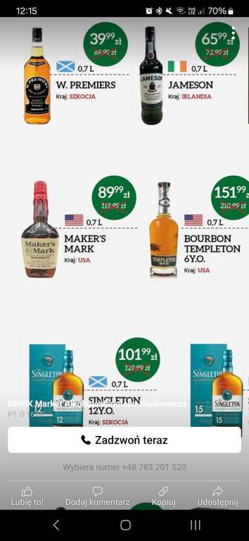 Bourbon Maker's Mark + kilka innych whisky i rumów. Drink Market, Olsztyn, Wańkowicza