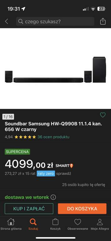 Soundbar Samsung HW-Q990B 11.1.4 kan. 656 W czarny