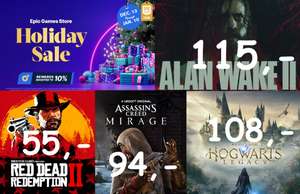 Holiday Sale w Epic Games Store: Alan Wake 2 - 115zł, Red Dead Redemption 2 - 55zł, Assassin's Creed Mirage - 94zł, Hogwarts Legacy - 108zł