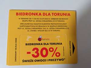 Biedronka Toruń Remont 30% taniej owoce pieczywo.