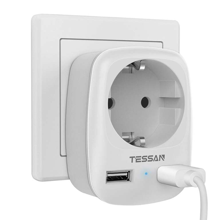 TESSAN Gniazdo sieciowe z ładowarką USB, dostawa 0zł z Prime