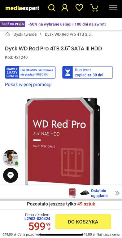 Dysk NAS WD Red Pro 4TB 3.5" SATA III HDD