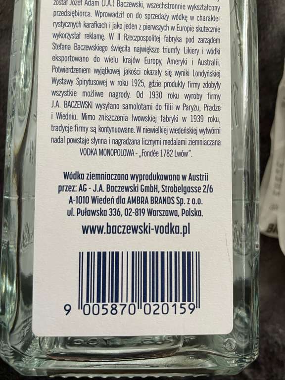 Wódka J.A. Baczewski 700ml