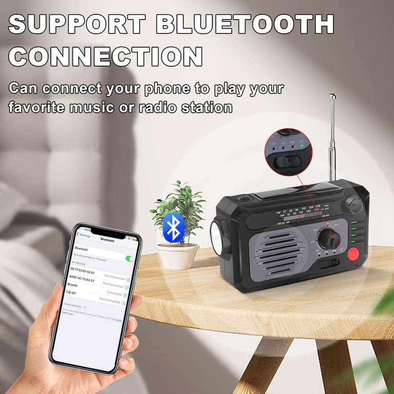 Radio, zasilane solarnie, na korbkę lub przez USB, z latarkami, powerbankiem, USB i Bluetooth, dostawa 0zł z Prime
