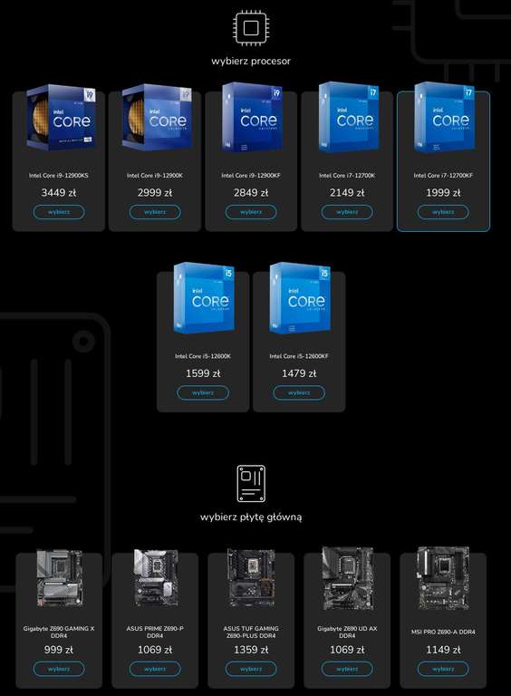 Intel Core i5-i9 + wybrane płyty główne Z690 - X-KOM