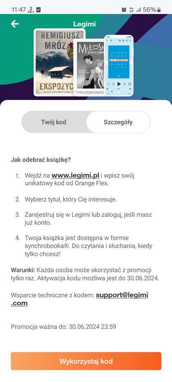 Legimi - kod od Orange Flex