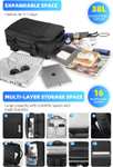 MARK RYDEN Powiększany plecak 25-40L, biznesowy męski, 17" na laptopa z przyłączem USB, wodoszczelny, do samolotu, bagaż podręczny, czarny