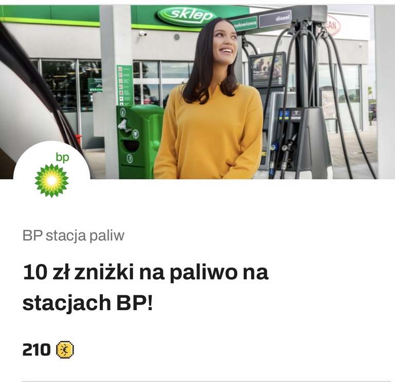 BP 10 zł zniżki za 210 InCoinów minimum 25 litrów paliwa Pb95 lub ON
