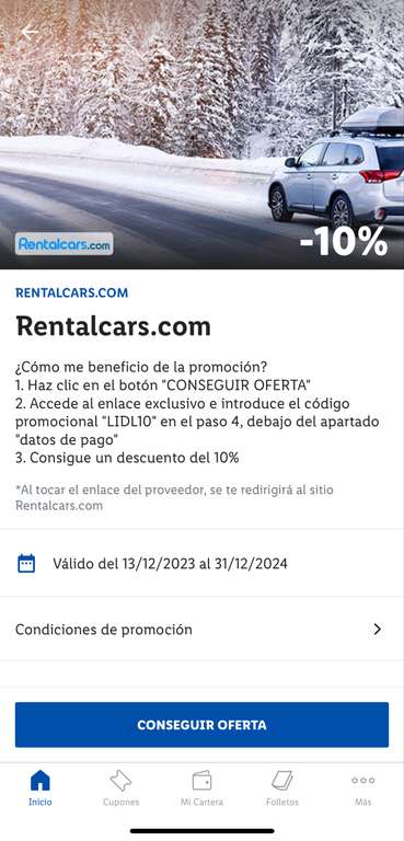 -10% Rentalcars.com z hiszpańską wersją aplikacji Lidl Plus