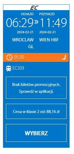 Tanie bilety na bezpośredni pociąg Wrocław - (Opole) - Wiedeń