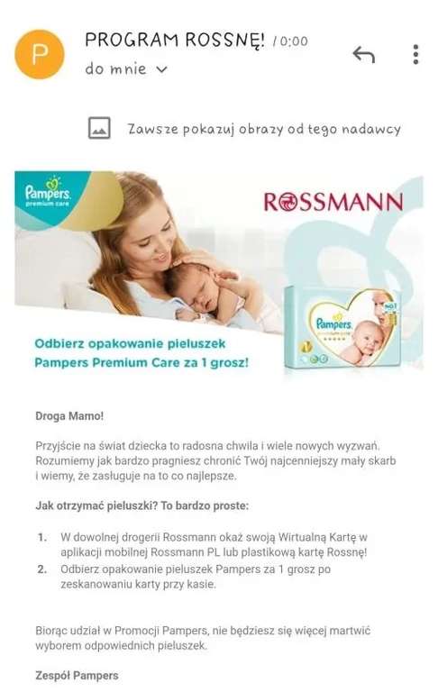 Program Rosnę - darmowe pampersy w Rossmann