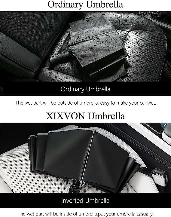 XIXVON Parasol Pro | UPF 50+ 99% Ochrona przed UV, Odblaskowy pasek, Solidny, Wiatroszczelny, Przenośny, Automatyczny | Odwrotnie składany