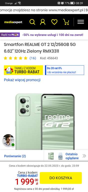 Smartfon REALME GT 2 12/256GB 5G 6.62" 120Hz Zielony RMX3311