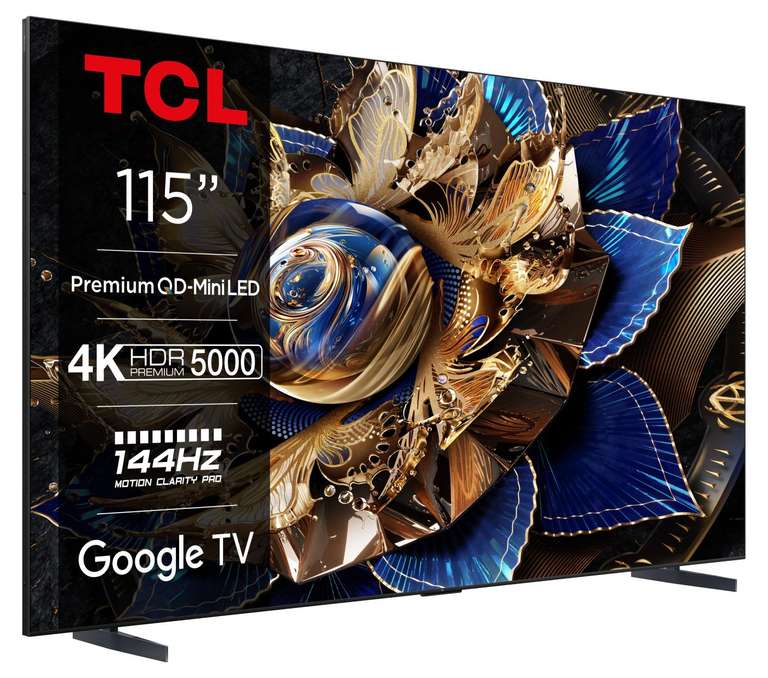 Telewizor LCD TCL 115" X955 | 4K HDR | MiniLED | QLED | VA | 144Hz (1080p240Hz) | GoogleTV | 5000 nit | 20000 stref | HDMI 2.1 | Dolby Vison