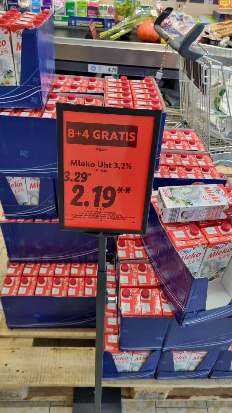 Mleko UHT 3,2% 8+4 gratis (2,19 zł za sztukę) - @LIDL, Rzeszów