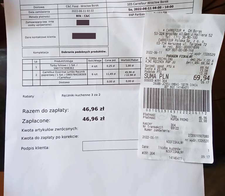 Carrefour promocja kup 3 zapłać za 2 - błąd promocji, np. ręcznik papierowy 120m za 7,66zł