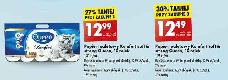 Papier toaletowy komfort soft & strong Queen, 10 rolek - Biedronka