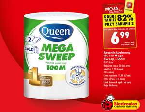 Queen Mega Sweep Ręcznik kuchenny 100 m / opak. cena przy zakupie 2 opak. @Biedronka