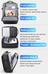 MARK RYDEN Powiększany plecak 25-40L, biznesowy męski, 17" na laptopa z przyłączem USB, wodoszczelny, do samolotu, bagaż podręczny, czarny